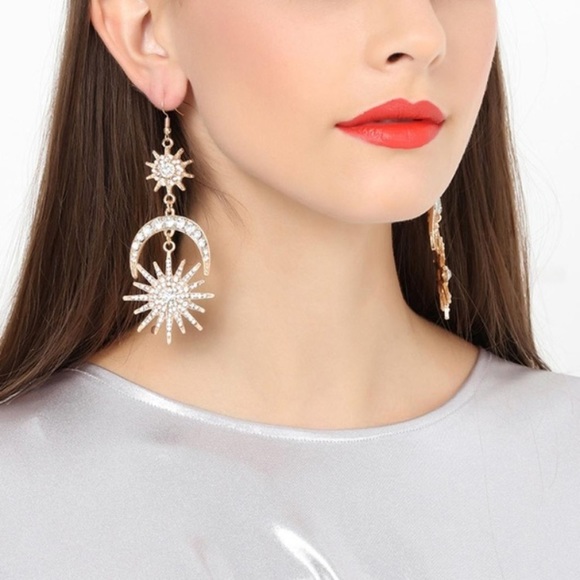 Moon&Star Golden Earrings - Picture 4 of 7